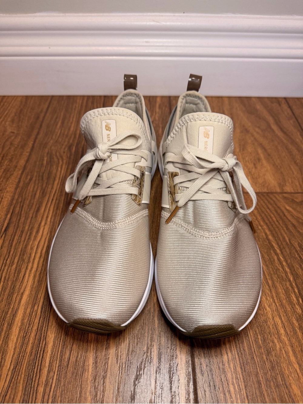 New Balance Taupe and Gold Women's Athletic Sneakers